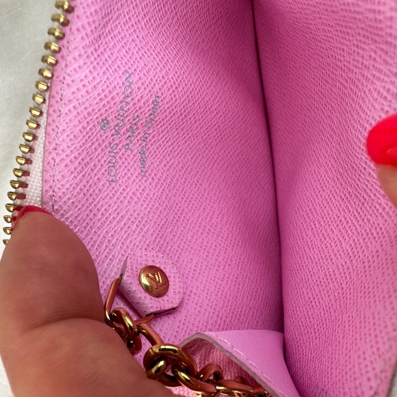 LOUIS VUITTON Monogram Multicolor Key Pouch Card Holder Coin Purse White Litchi - Picture 11 of 14